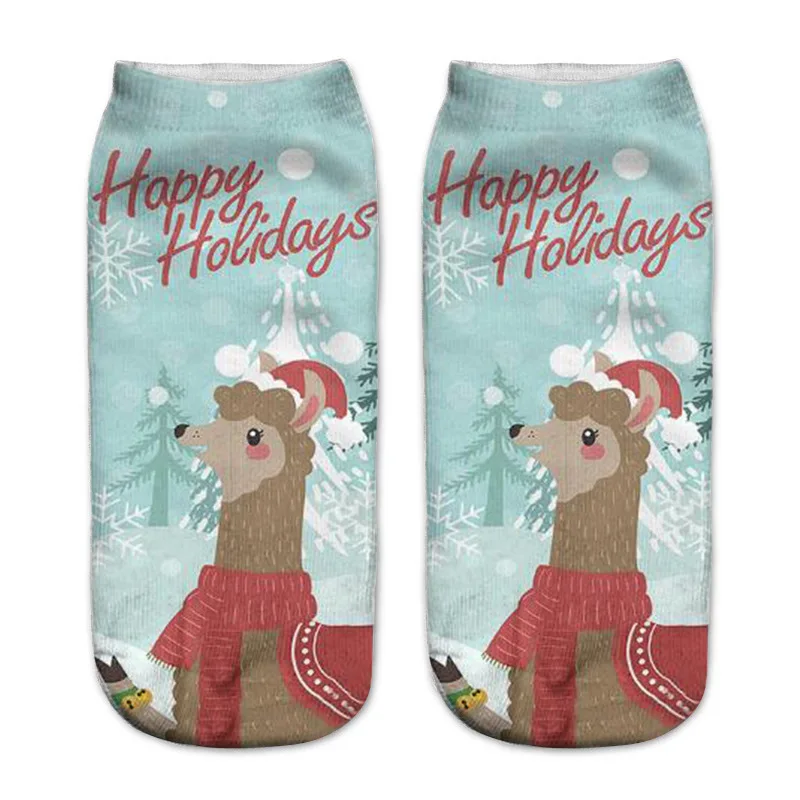 As shown Beautiful cartoon 3D printing pattern socks ladies funny personality fashion emoticons casual Harajuku Christmas socks new - Цвет: As shown