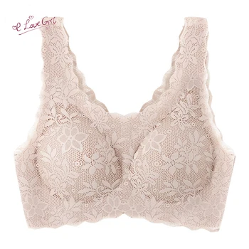 

E lovegirl Khaki Full Cup Tube Top Bra Without Steel Ring Japanese Sports Underwear Lace Bra Vest-type Underwear Sleep Bra