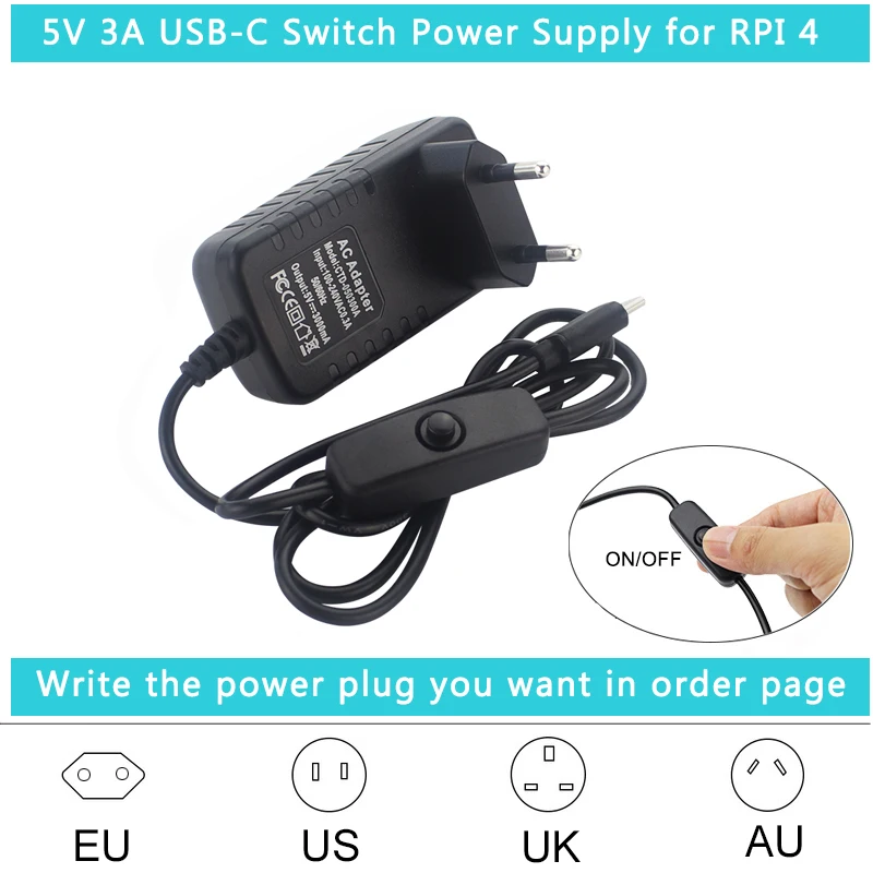  Original Raspberry Pi 4 Model B Kit + ABS Case + Power Supply + Fan + Heatsink +HDMI Optional 64 32