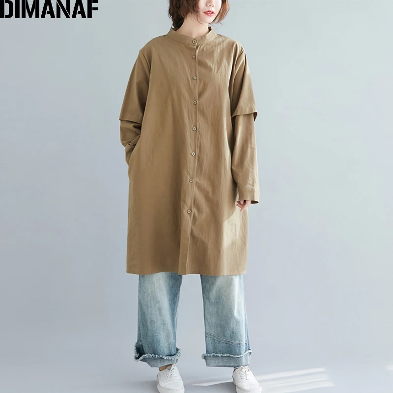 DIMANAF, женские куртки, пальто размера плюс, Офисная Женская верхняя одежда, Женский Свободный Повседневный Кардиган с длинным рукавом, одежда на пуговицах, новинка весны