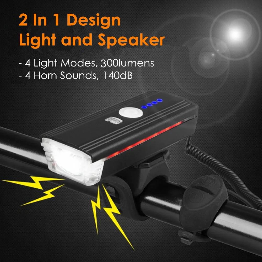 Smart Induction Bike Front Light Kit USB Rechargeable LED Taillight And Headlight With Horn FlashLight For Bicycle