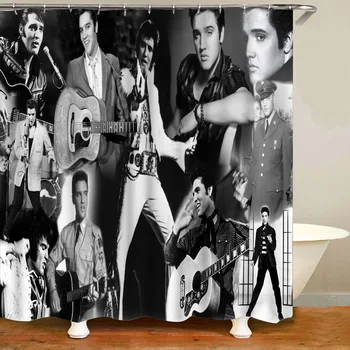 

Cool Elvis Presley Shower Curtain Bathroom Curtain Set Waterproof Bath Curtains for Bathtub Accessories Bath Rug Mat Home Decor