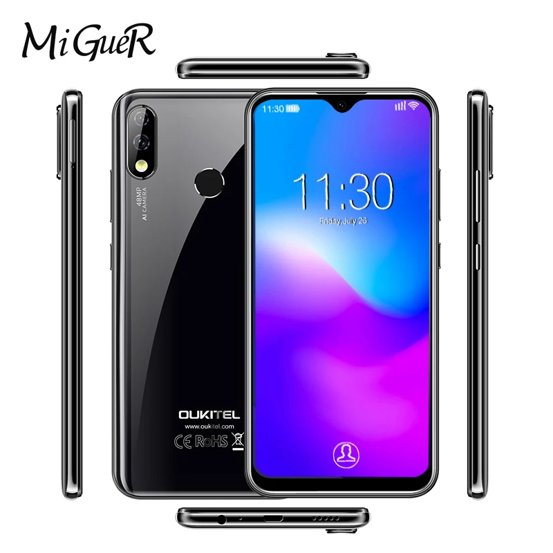 OUKITEL Y4800 Android 9,0 Pie, 6 ГБ, 128 ГБ, 6,3 дюйма, FHD+ капля воды, 4G, смартфон, распознавание лица, отпечаток пальца, 4000 мАч, быстрая зарядка, мобильный телефон