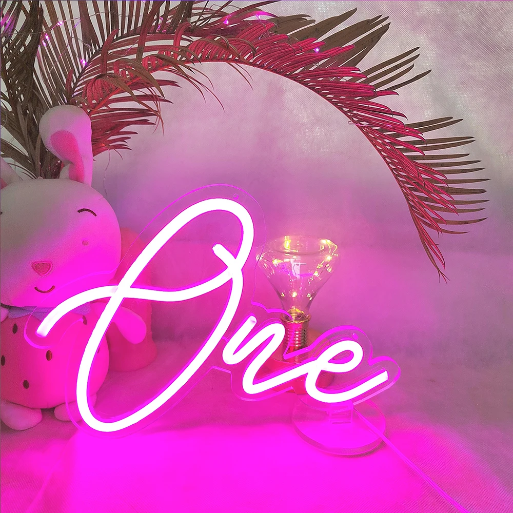 Birthday Custom Made  Number One Neon Sign Phrase Led Lights Party Wedding Wall Art Home Bar Light Personalized Decor