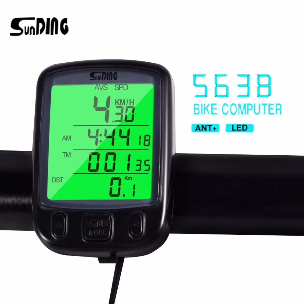 

New Style Sunding 2019 SD 563B Waterproof LCD Display Cycling Bike Bicycle Computer Odometer Speedometer with Green Backlight
