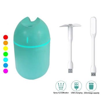 

Mini Humidifier for Office Bedroom 3 In 1 USB Spray Air Humidifiers with Fan LED Lighting USB Car Humidifier Mist Maker
