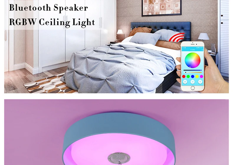 Современные светодиодный Потолочные светильники RGB затемнения 36 Вт APP дистанционного управления Bluetooth музыку свет фойе для спальни