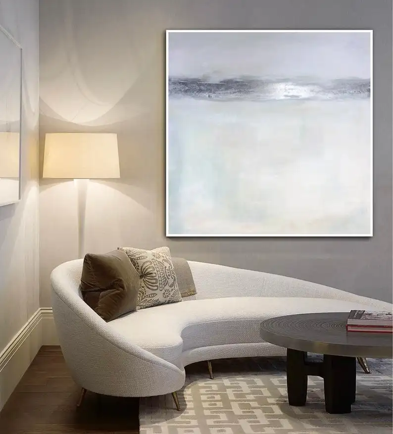 Large Oil Painting Canvas Art Wall Painting Abstract Gray Painting Silver Leaf Painting Beige Modern Art Living Room Painting Painting Calligraphy Aliexpress