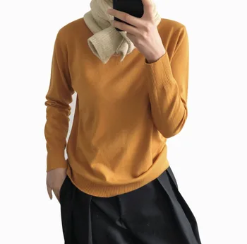 

Autumn Korean style shabby chic high collar slim long sleeve wild sweater ladies tops pullover one size womens sweaters winter