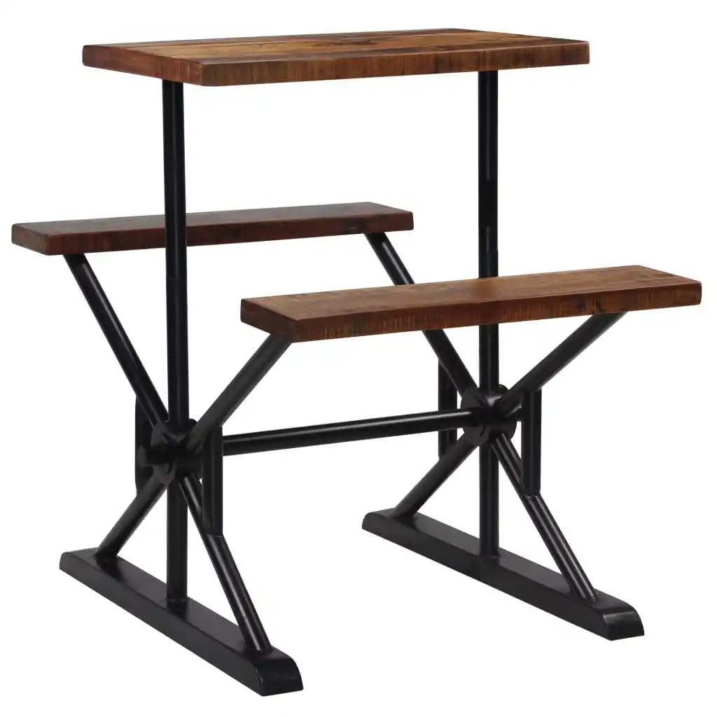

High Quality VidaXL Bar Table Set with Benches Solid Wood Dining Chairs and Table for Dining Room Steel Leg Durable 80x50x107cm