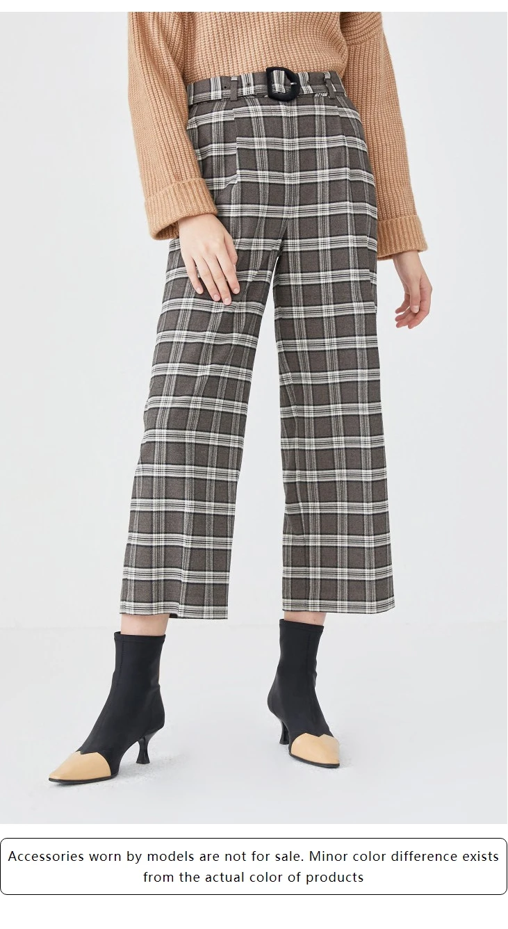 women's plaid high rise pants