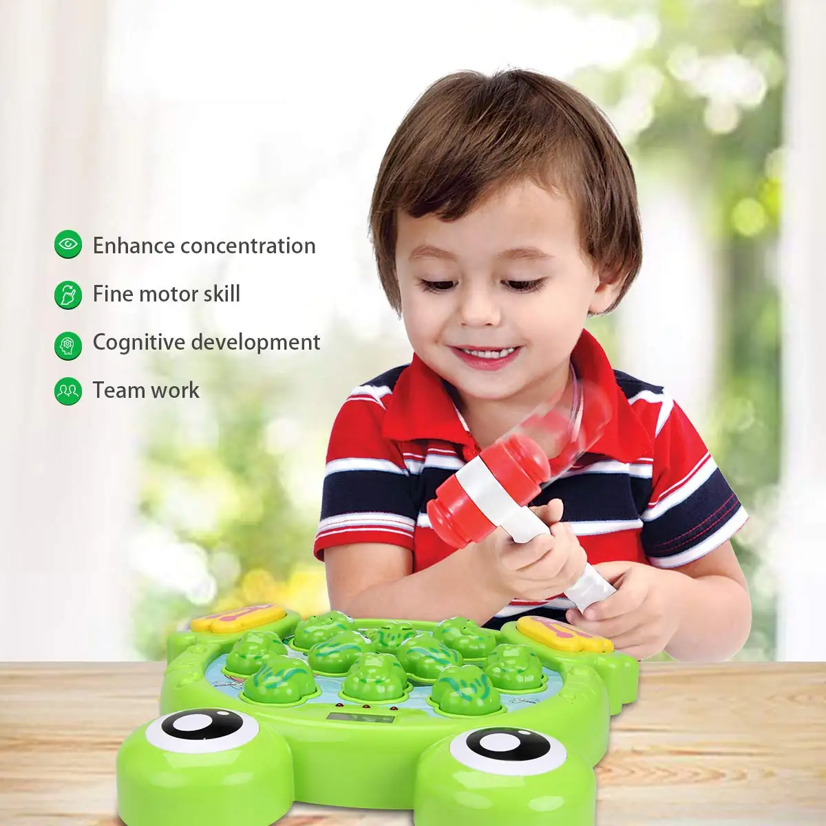 Interactive Whack A Frog Game Durable Pounding Toy Early Developmental Toy Helps Fine Motor Skills, Great Gift for Kids