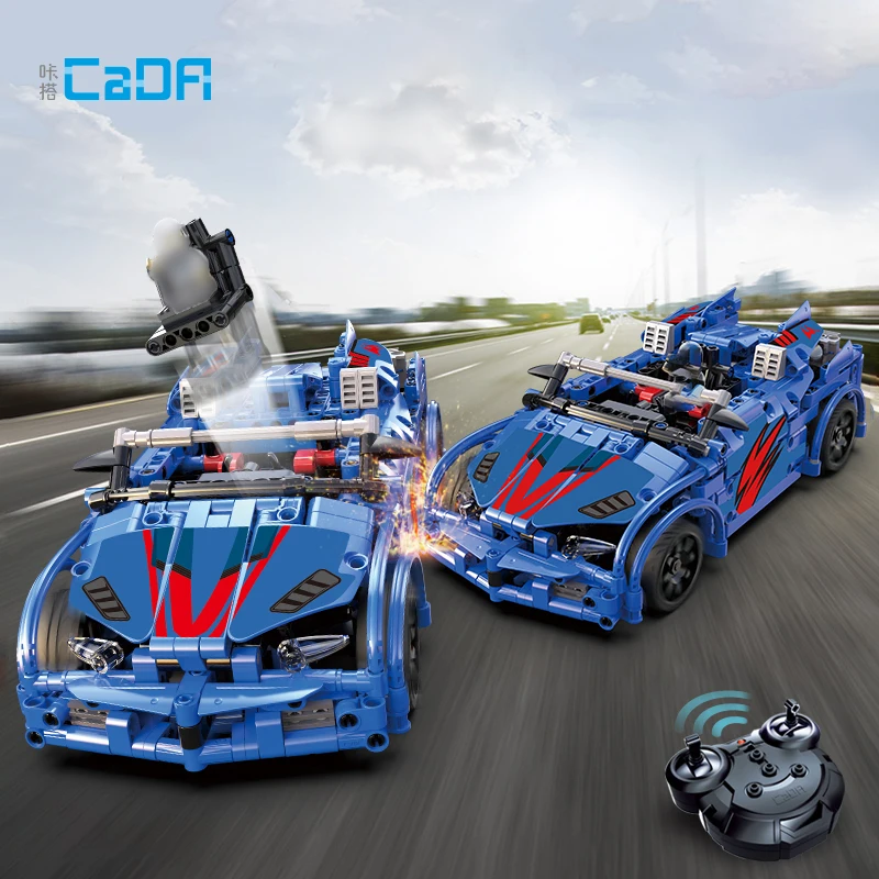 

585 PCS CaDA Crash Racing car building block car burst collision car sports car C51052 model DIY RC building blocks toy car gift