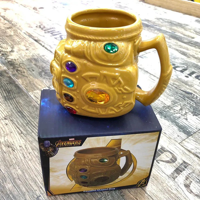 Новые перчатки Таноса Marvel Кулак Кофе Кружки аниме чашки и кружки крутой пластик Бесконечность драгоценный камень Знак мультфильм посуда для напитков лучший подарок для ребенка