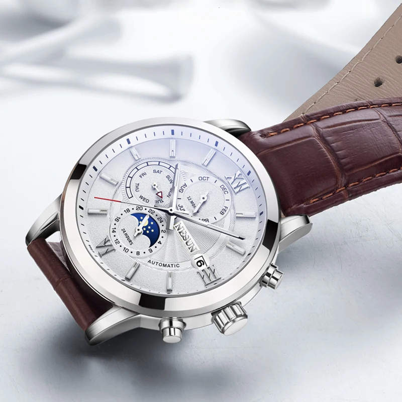 Switzerland Brand Mechanical Watches For Men Nesun Luxury Sport Leather Automatic Watches Mens Clocks With Box Relogio Masculino