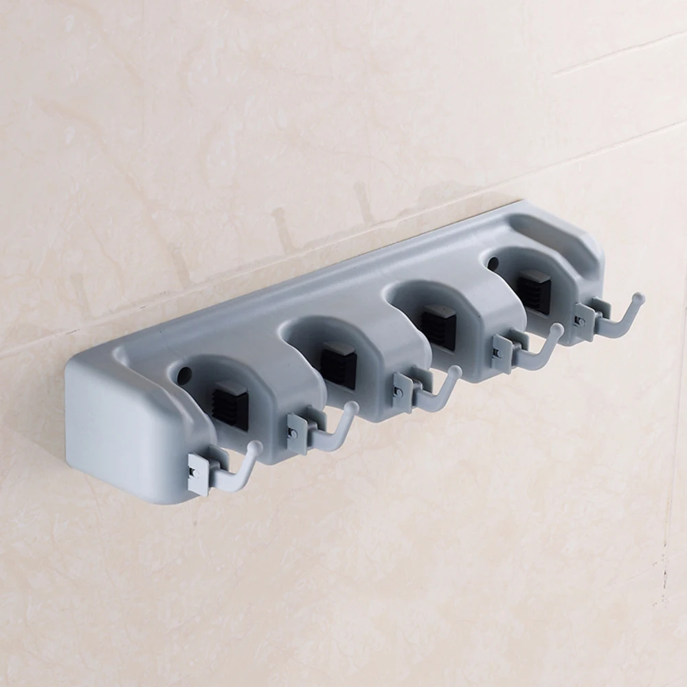 Kitchen Organizer Mop Holder 4/3 Position Brush Broom Hanger Storage Rack Household Mop Brush Hanger Kitchen Gadgets