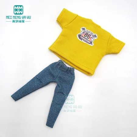 1 шт., одежда Blyth Doll, модная свободная футболка, рваные джинсы для Blyth Azone OB23 OB241/6, аксессуары для кукол - Цвет: XB--025--B