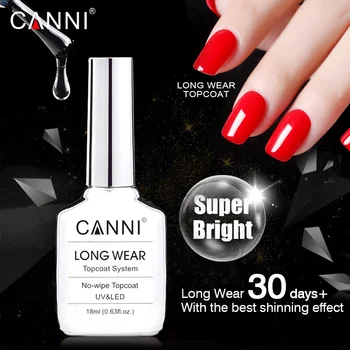 

CANNI New 18ml Long Wear Topcoat No-wipe Non-cleansing Diamond Super Bright Glossing Top Coat Updated than Tempered Topcoat