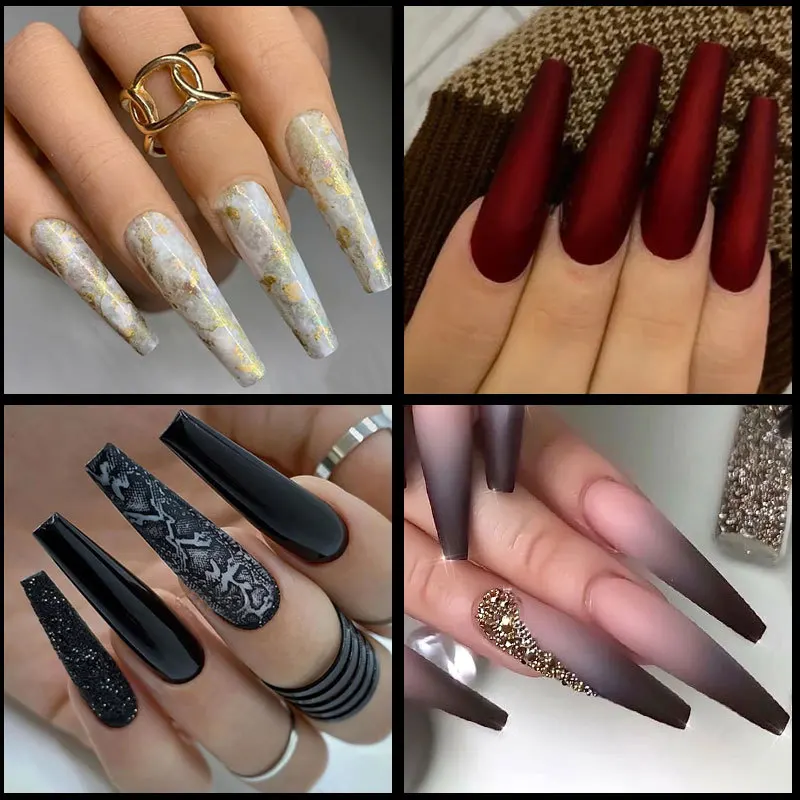 Puntas de uñas vaqueras sin marcado para manicura, medio gorro, sistema de  extensión superlarga acrílica, XXL _ - AliExpress Mobile