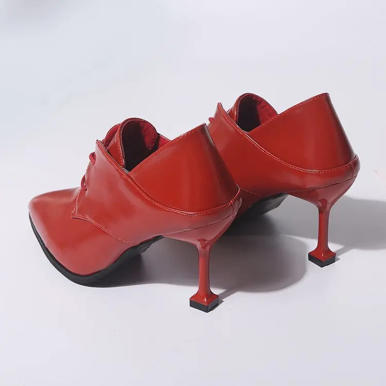 

Women's Pointed-Toe Autumn High Heel Shoes Women's Thin Heeled 2019 Autumn New Style Leather Shoes Deep Mouth Semi-high Heeled V