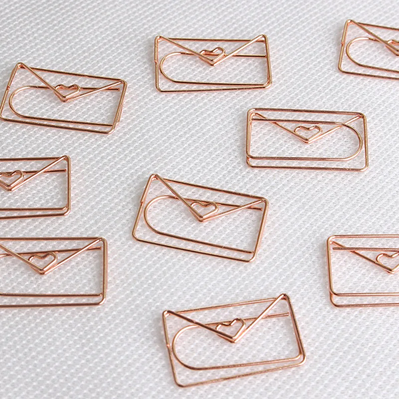 

20Pcs Cute Envelope Shaped Paper Clips Metal Note Clips for Bookmark Office School Notebook SP99