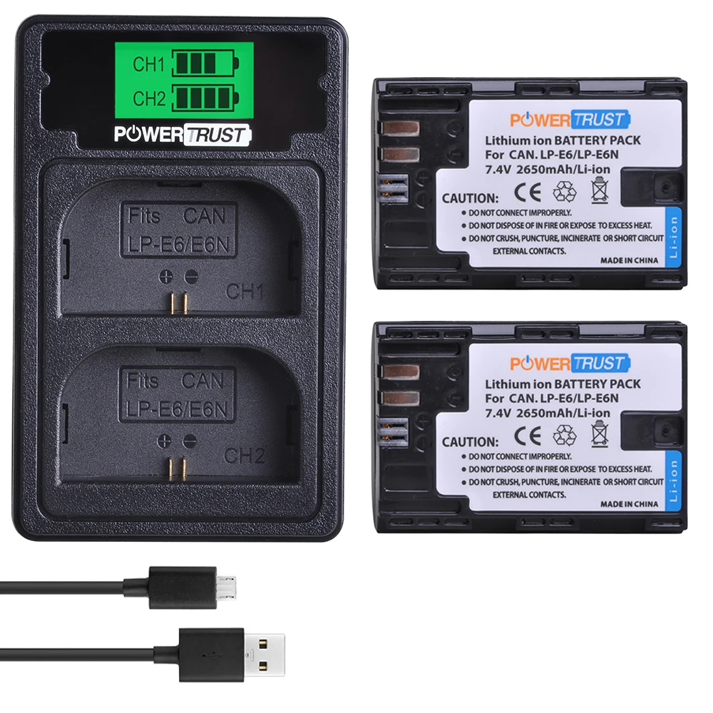 2B with charger LP-E6 LP-E6N LPE6 батарея akku+ ЖК двойное зарядное устройство с портом type C для Canon 5D Mark II III 7D 60D EOS 6D 70D 80D - Цвет: 2B with charger