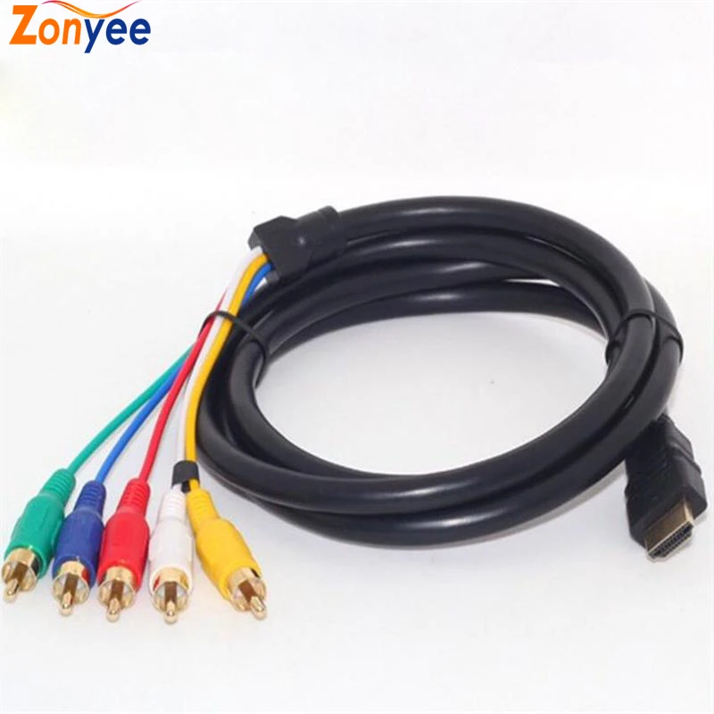 HDMI Кабель-адаптер HD TV To 5RCA конвертер аудио-видео компонент AV ТВ проектор