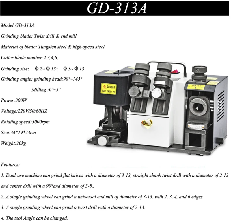 GD-313A Электрический фрезерный станок 220 В 5000 об/мин сверлильный фрезерный шлифовальный станок