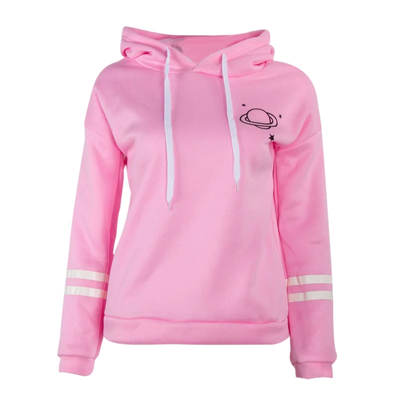 

Women Autumn Pullover Hoodie Planet Printed Loose Fit Warm Plush Sweatshirt -OPK