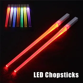 

2020 Hot 1 Pair LED Lightsaber Chopsticks Light Up Durable Lightweight Kitchen Dinning Room Party Portable Food Safe Tableware
