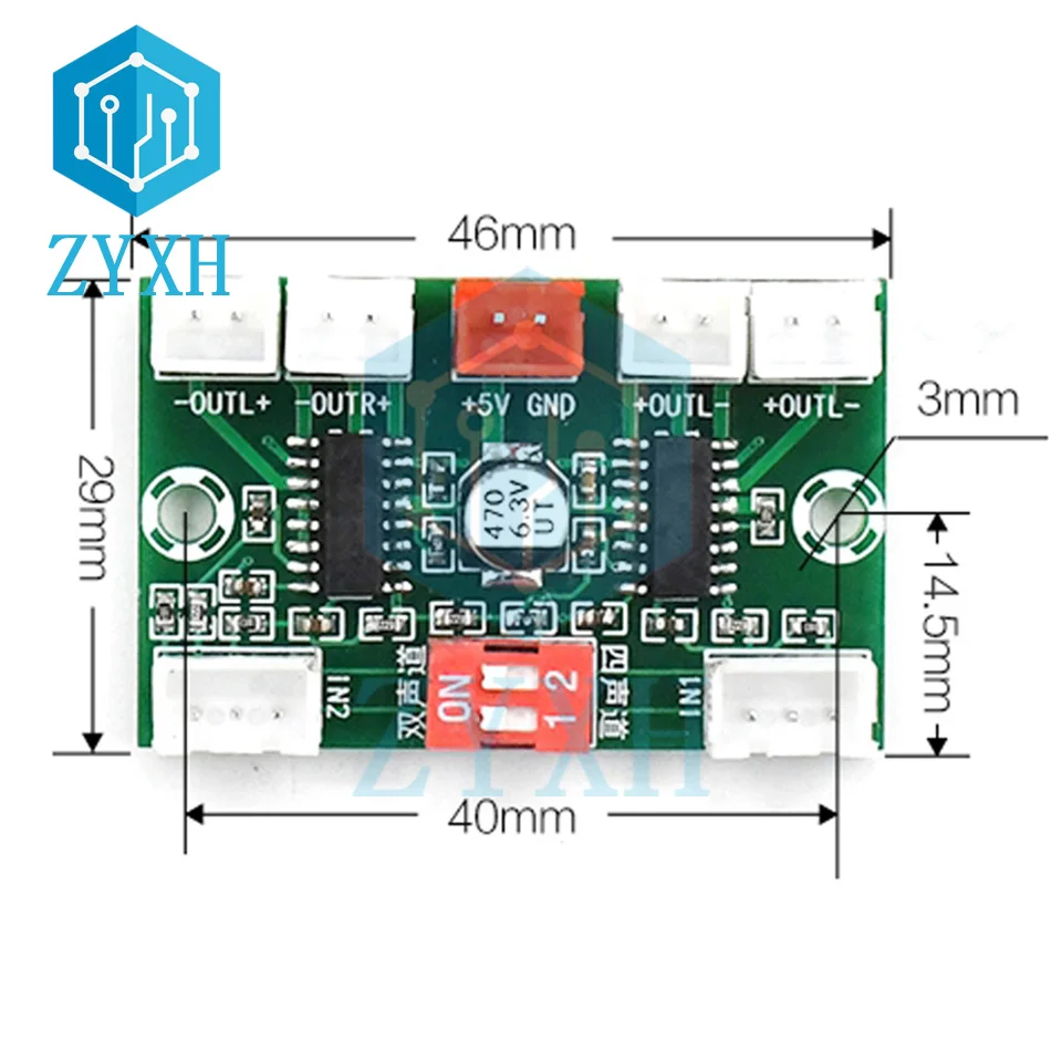 Mini XH-A156 PAM8403 Digital Audio Amplifier Board DC 5V 3W*4 4 Channel AMP with Cable For Laptop Desk Speaker images - 6