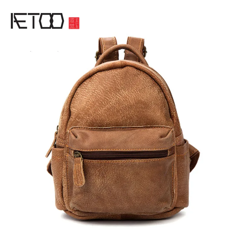 

BJYL Casual leather shoulder bag retro frosted head layer cowhide backpack