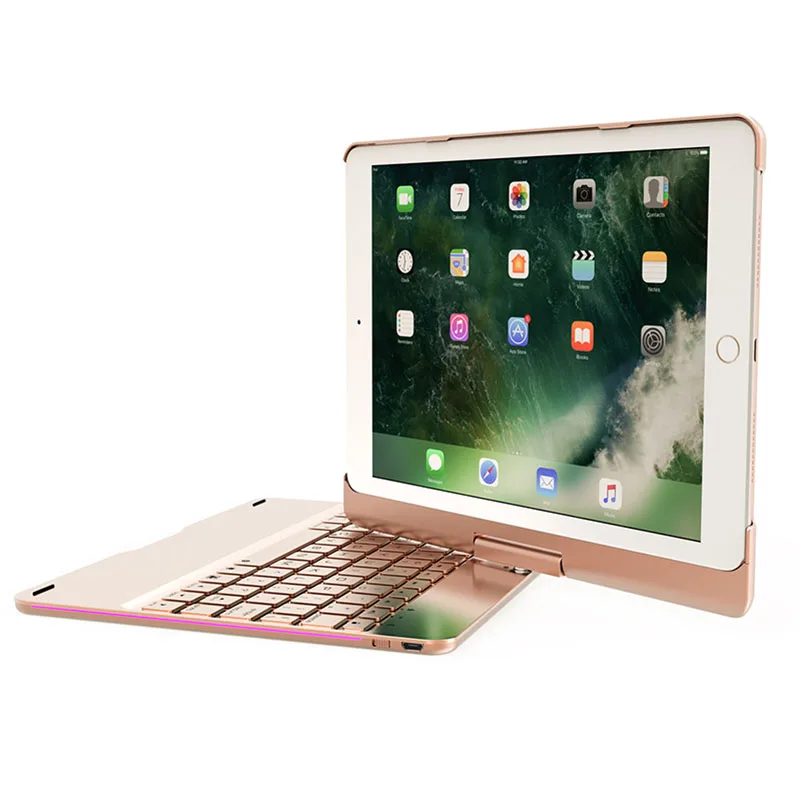 Для новых Ipad и Ipad Pro 9,7 и Ipad Air 2 и Ipad Air / Поворот на 360 градусов Алюминиевый сплав Bluetooth клавиатура чехол