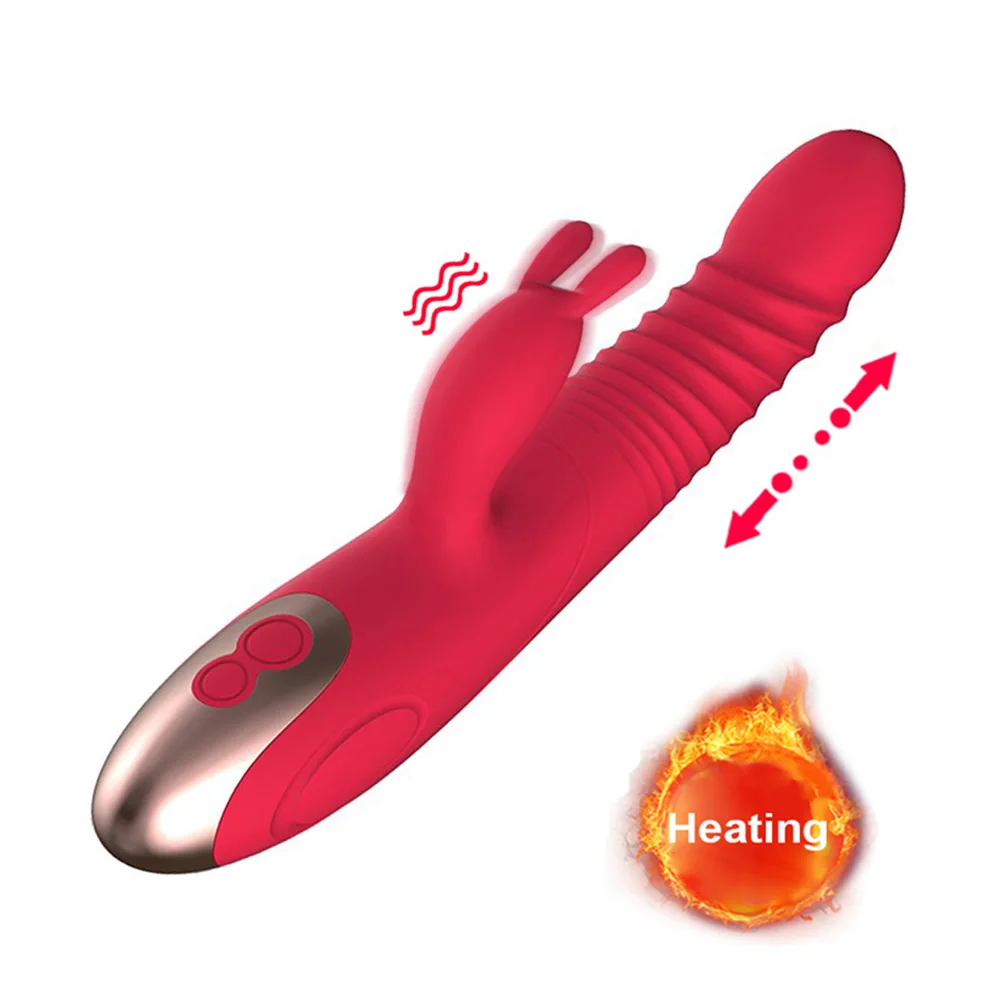 Rabbit Vibrators Heating Telescopic Dildo Vibrator G spot Clitoris Stimulator Rechargeable Female Masturbation Sex Toy For Woman