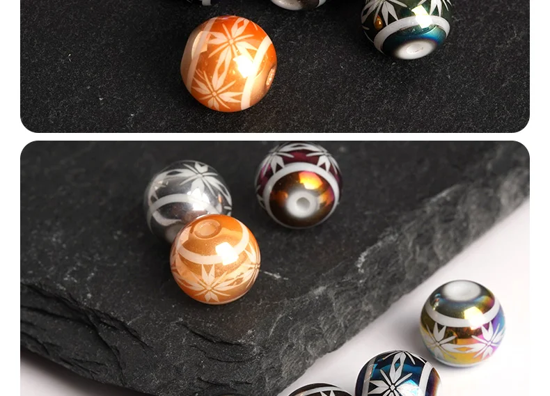 20pcs Round Porcelain Beads With High Quality Cruciate Flower Patterned Beads For DIY Making Bracelet Necklace Jewelry