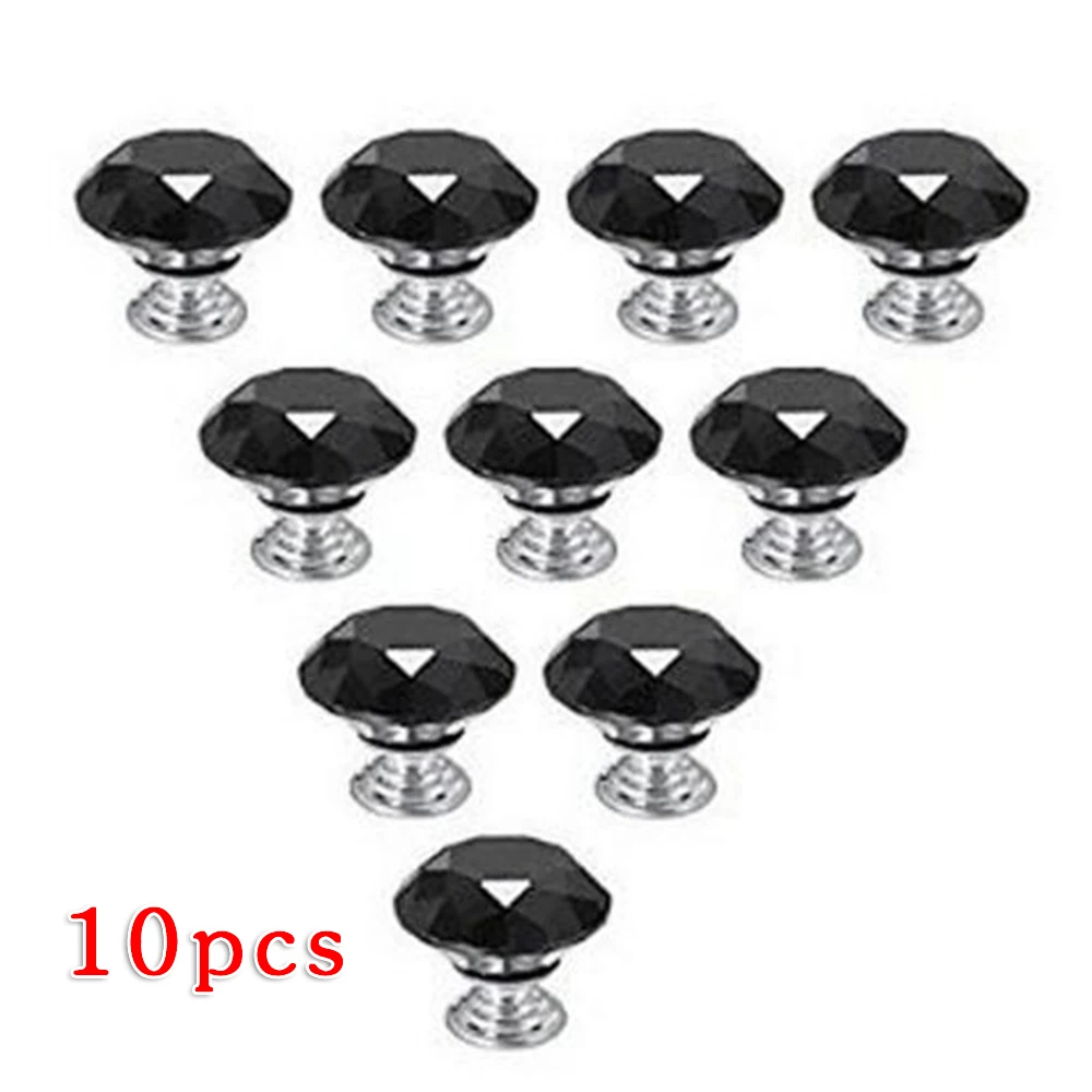 

10Pcs Crystal Cabinet Knob Diamond Shape 30mm Drawer Cupboard Handle Pull For Cabinets, Doors