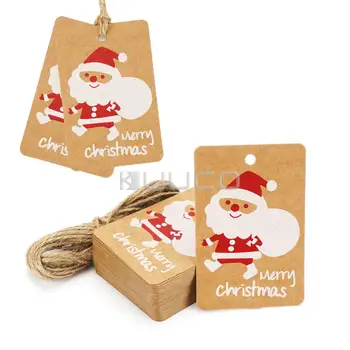 

200pcs 7.5*5cm Merry Christmas Tags Kraft Paper Card Gift Label Tag DIY Hang Tags Gift Wrapping Decor Hang Gift Card