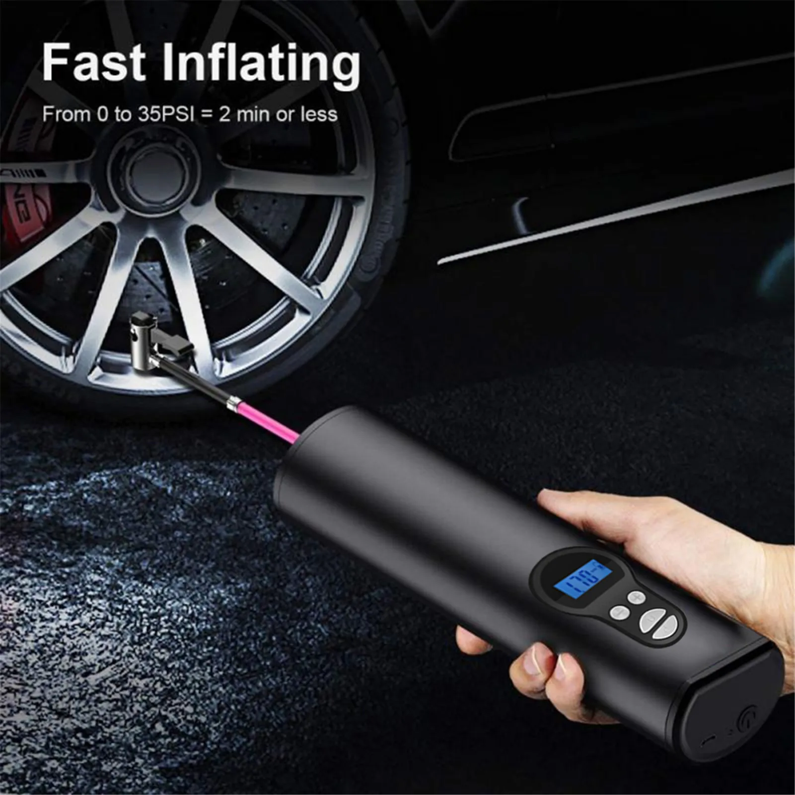 1pc 150PSI Rechargeable Air Pump Tire Inflator, Cordless Portable  Compressor, Digital Car Tyre Pump For Car Bicycle Tires Balls