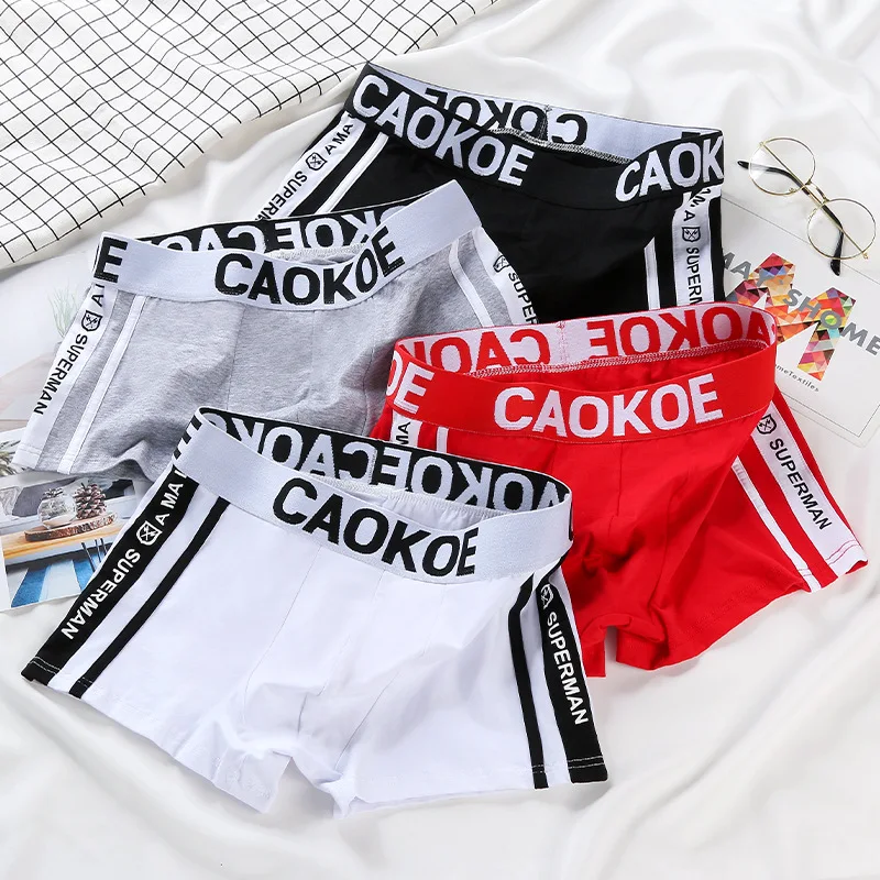 

2pcs/ Fresh and comfortable summer milk silk breathable young personality letter cotton breathable angle men's underwear