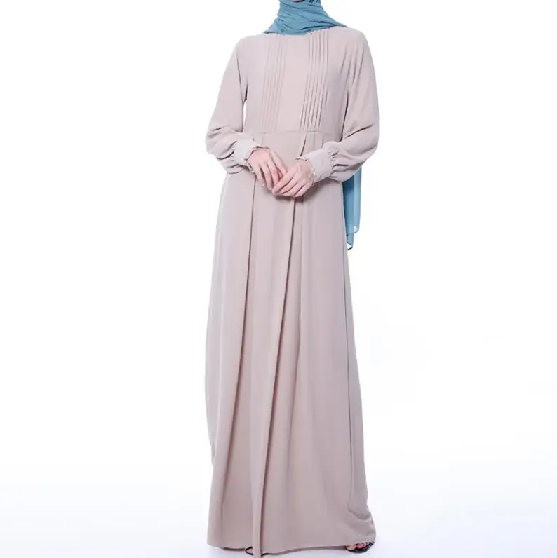 Vestidos арабский абайя Дубай длинное мусульманское платье для женщин Caftan Пакистан турецкие исламские платья Хиджаб Кафтан одеяние мусульмане Longue - Цвет: Light khaki dress