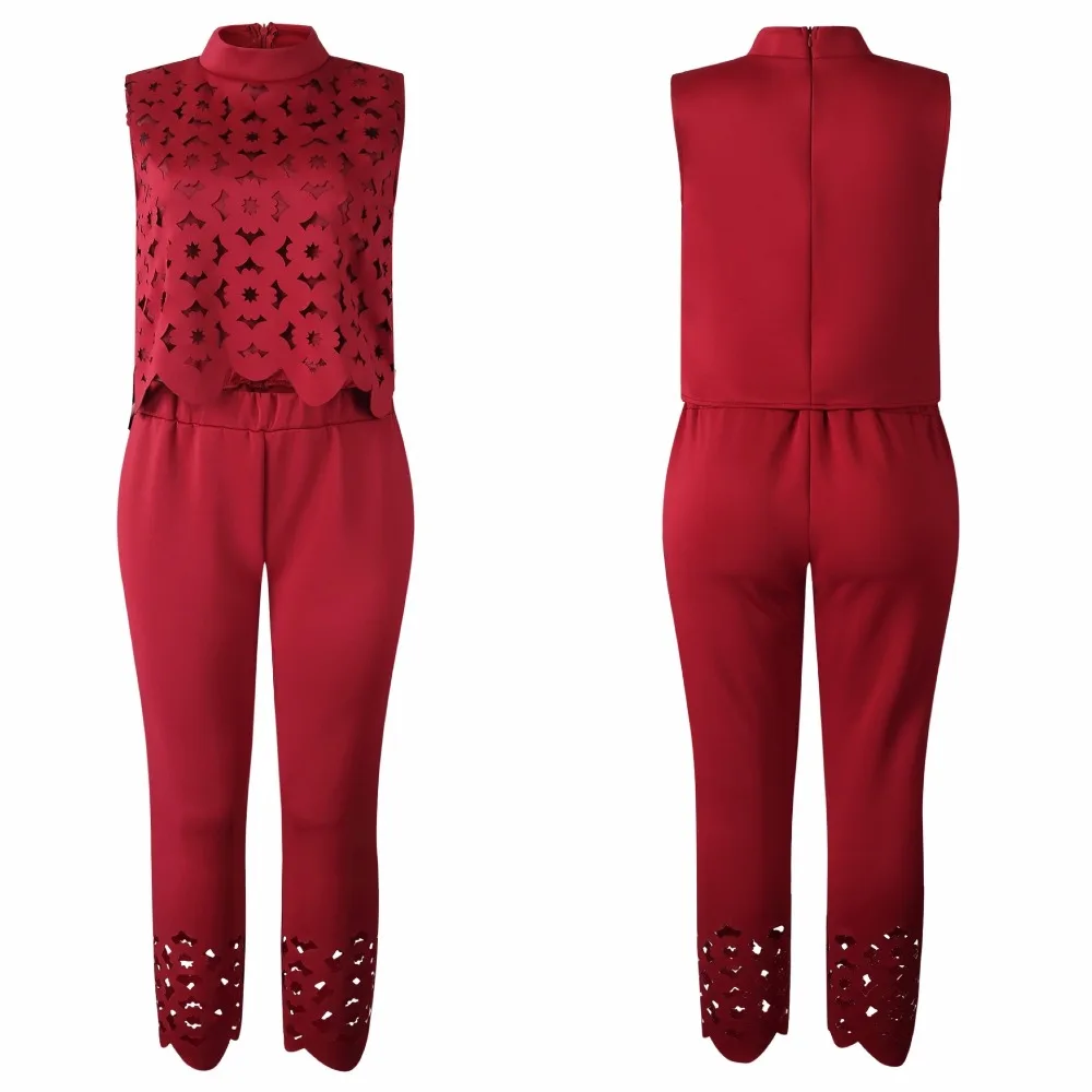 High Street African Sets Hollow Out Trousers Tops Pants Suits Dashiki Dress Bazin Robe Gowns Evening Party Female Outfit Hipster