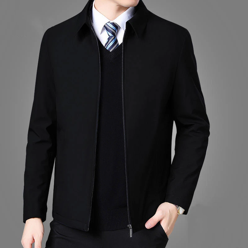 Mens Jackets And Coats Turn Down Collar Men Winter Jacket Zipper Side
