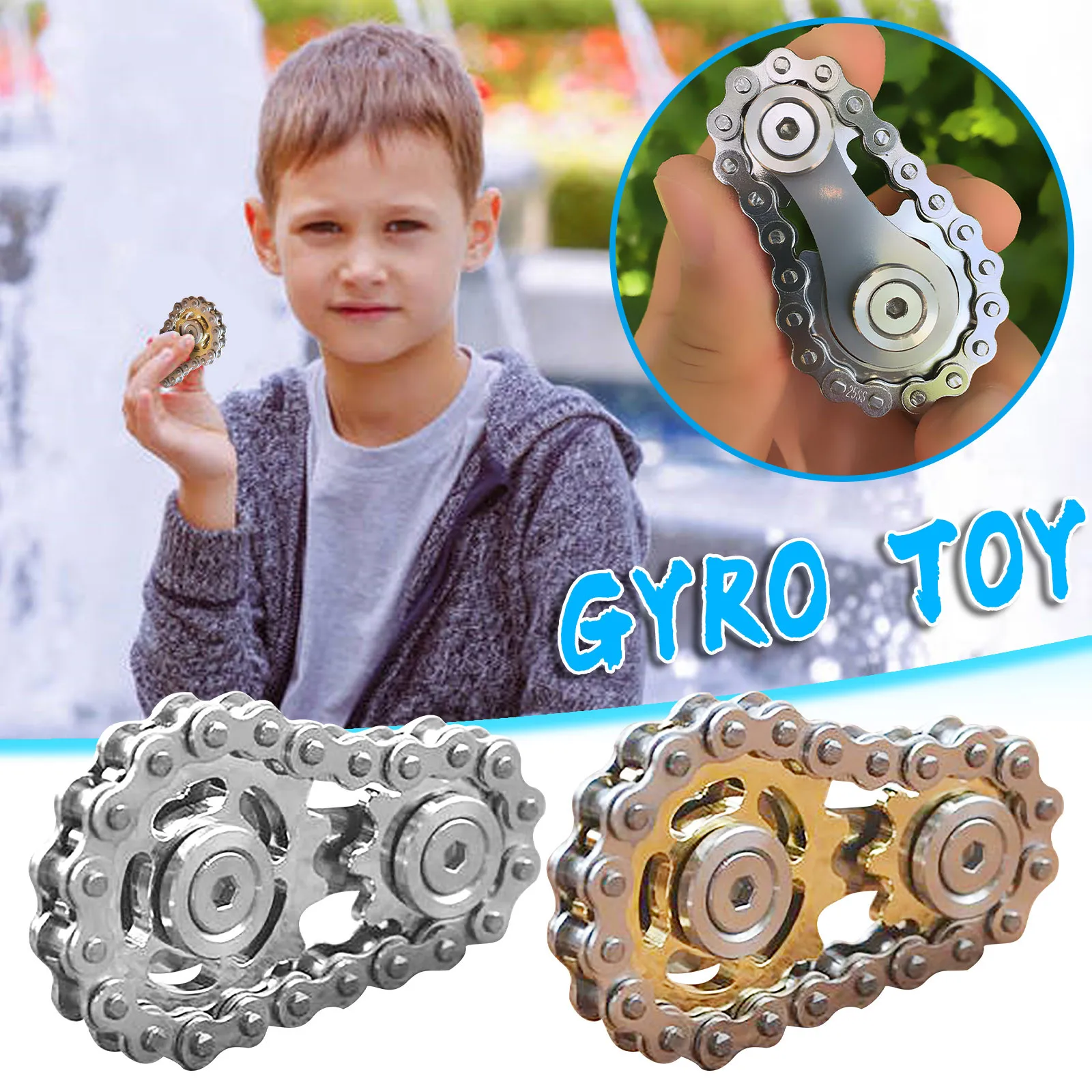 Piñones con diapasón para niños y adultos, cadena de engranaje de Metal EDC, Gyro Sproket, juguete adultos niños