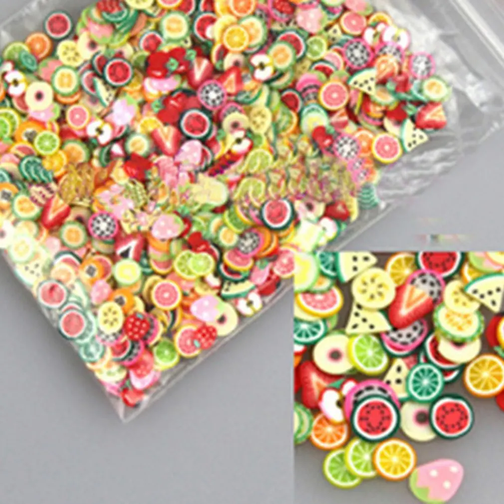 1000pcs/Set 3D Nail Art Stickers Fruit Star Tie Flower Soft Ceramic DIY Slice Tiny Decor Decoration Nail Decals