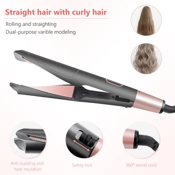 

2 In 1 Electric Hair Curling Iron Waver Curler Twist Straightening Hair Straightener Heat Iron Curly Styling Tools Professional