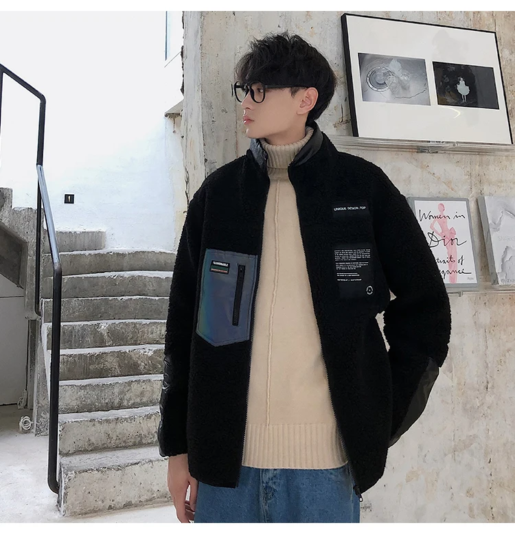 LAPPSTER мужские куртки в уличном стиле из овечьей шерсти зимняя пара уличная цветная блочная ветровка Harajuku толстые пальто плюс размер