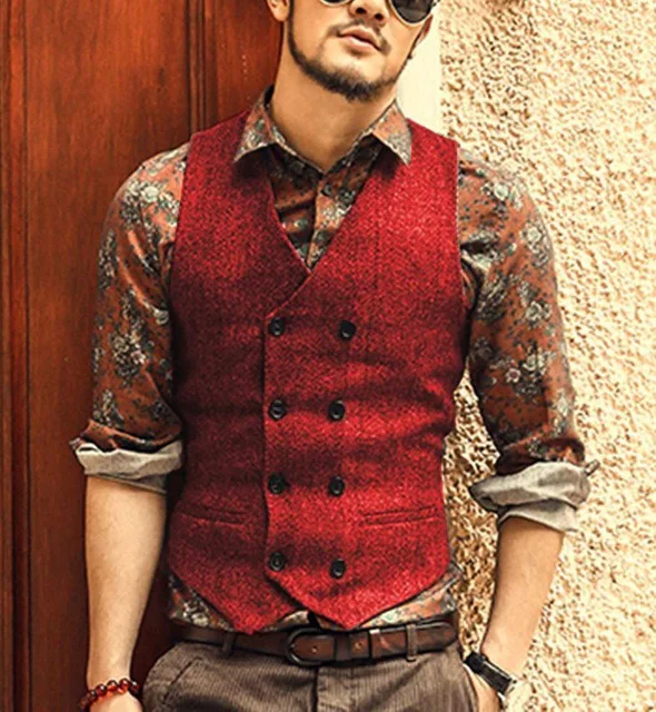 Burgundy-Men-s-Double-breasted-Vest-slim-fit-woolen-Tweed-suit-vest-casual-top-quality-Herringbone.jpg_640x640