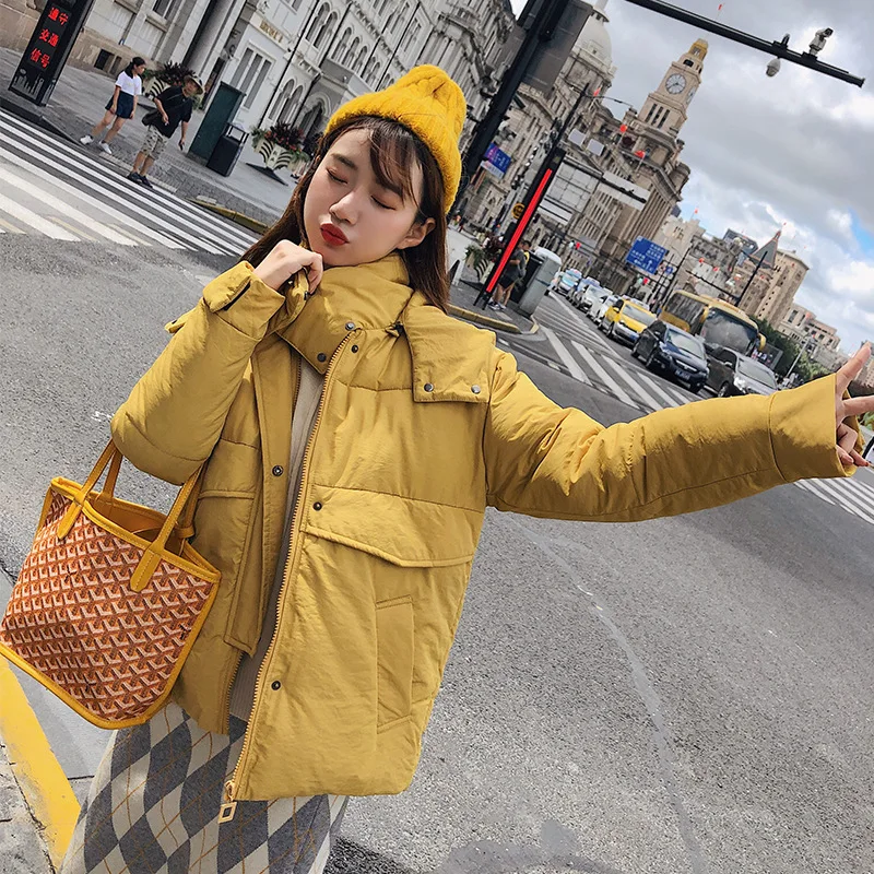 

Photo Shoot 2019 Autumn And Winter New Style Versatile Feather Cotton Coat Women's Loose-Fit Network kapok yi Women's Fashion Ko