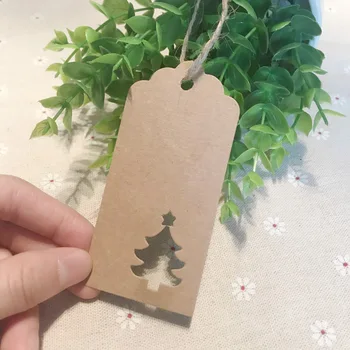 

50PCS Multi Style Christmas Kraft Paper Tags DIY Crafts Christmas Tree Hanging Tag New Year Xmas Party Gifts Wrapping Labels