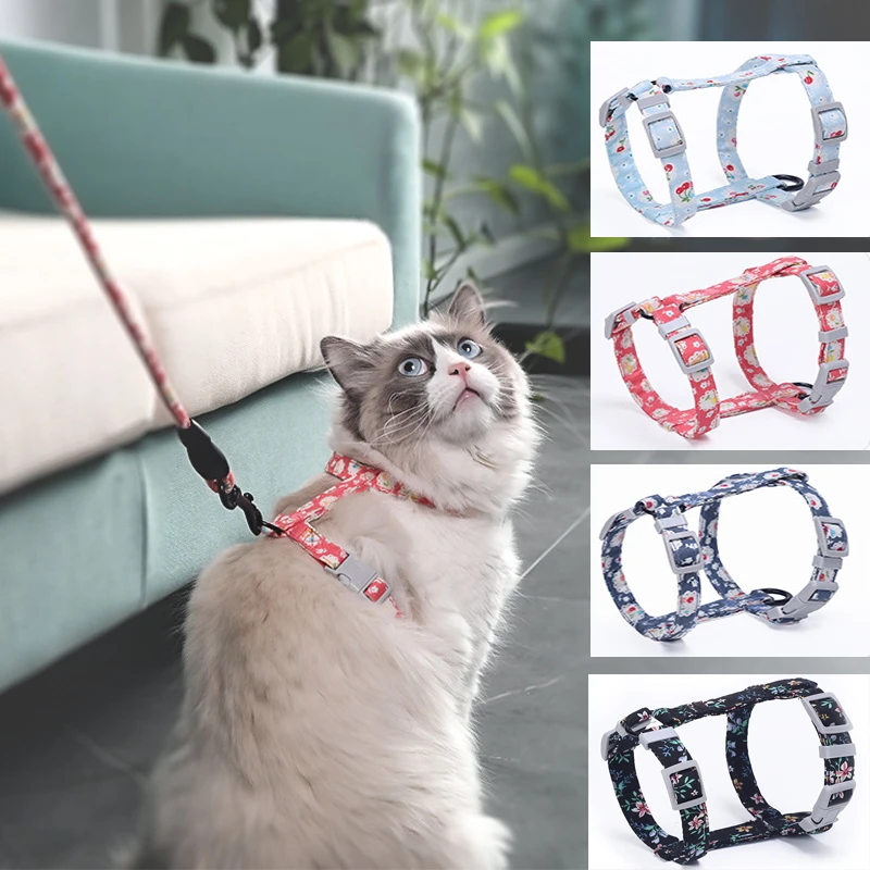 Cat Dog Collar Harness Leash Traction Rope Chest Strap Pet Safe Gentle